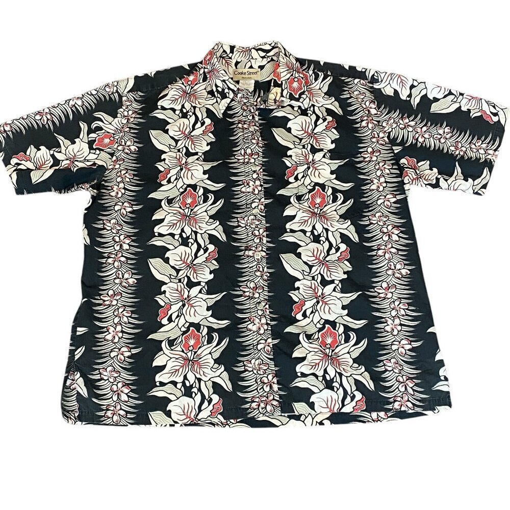 VTG Cooke Street Hawaiian Tropical Button Front Short Sleeve Shirt Mens XL #190B